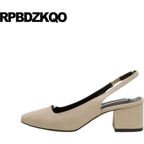 Thick Square Toe New Slingback Strap Sandals High Heels Fashion Shoes 2021 Luxury Women Brown Vintage Silver Pumps Chunky Beige