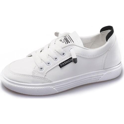 Women Sneakers 2021 Fashion Breathable Vulcanized Shoes Pu Leather Platform Shoes White Lace Up Casual Shoes