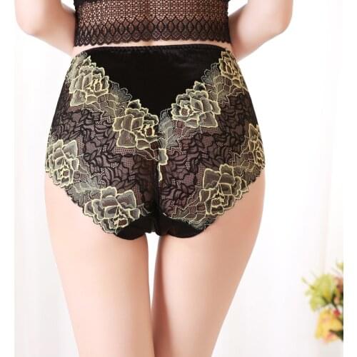 3Pcs/lot Ropa interior femeni Briefs Plus Size 7XL high waist transparent Flower Lace lingeries Womens Panties Underwears