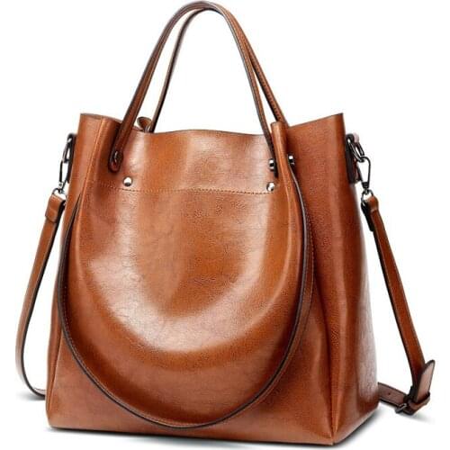 Female Bags Casual Tote Shoulder Bag PU Leather Ladies Bucket Handbag Messenger Bag Soft Shopping Crossbody Small Bags Vintage