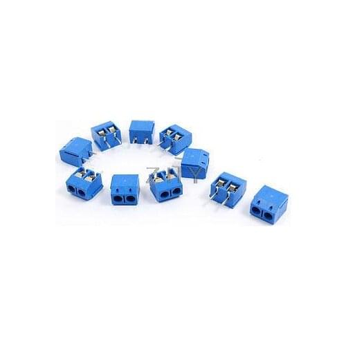 10 Pcs 301-2P 5mm Pitch 2 Pin AC 300V 10A Blue Screw Terminal Block Connector