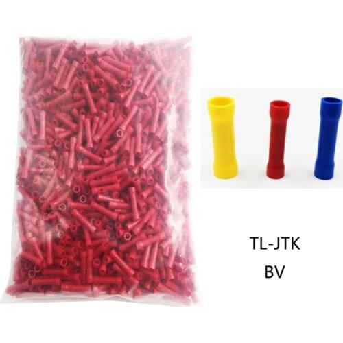 1000Pcs tube fully insulated intermediate connector terminal electrical connectors for cable, cold crimp terminals BV1.25/2/5.5