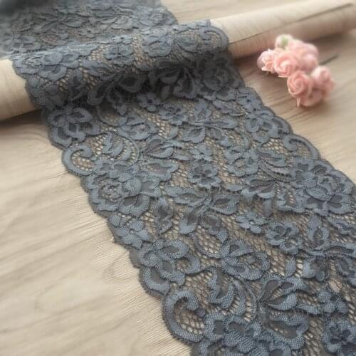 18cm 2mts/lot, dark grey good quality stretch lace trim accessories skirt hem wrapped material Z1326