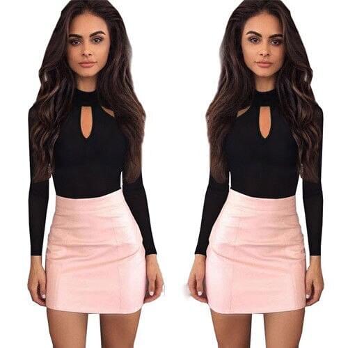 2021 EBay AliExpress Wish New Style Porous Long-Sleeve Slim Fit Sexy Solid Color Onesie