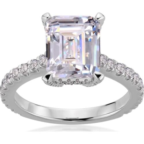 ANZIW Exclusive 3 Carat Rectangle Emerald Cut Engagement Ring for Women Wedding Band 925 Solid Sterling Silver Rings Jewelry