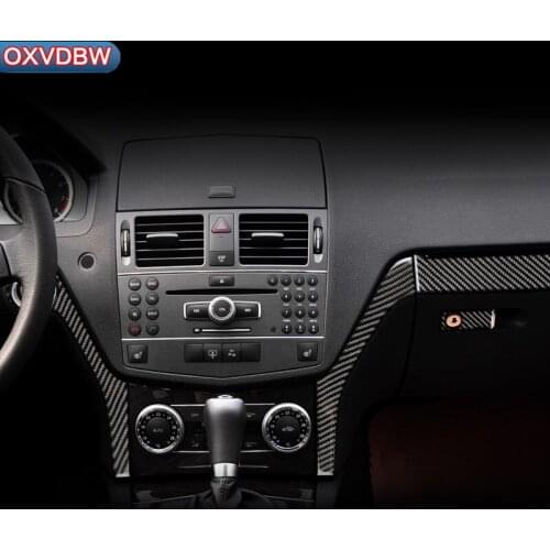 Car interior decoration moulding Trim Strips Carbon Fiber Central Control Strip decal Sticker For mercedes C class W204 LHD RHD