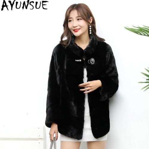 AYUNSUE Natural Mink Fur Coat Female Luxury Fur Jackets 2020 Winter Jacket Women Short Coat Female Korean Jacket Plus Size MY