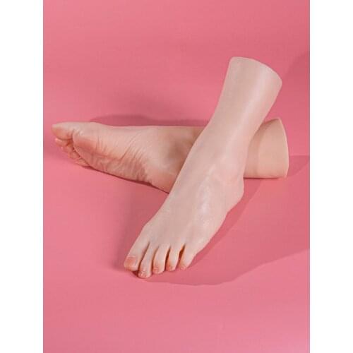 Free Shipping!! Skin Color Foot Mannequin Silicone Model Bendable Foot Model Customized