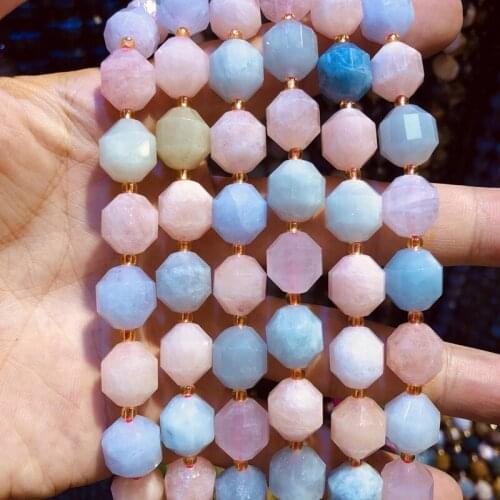 Wholesale Natural Morganite Beads,Multi Gem Beads Hand Cutting,Approx 10mm Faceted Round Gem Beads for jewelry,1string 15.5"