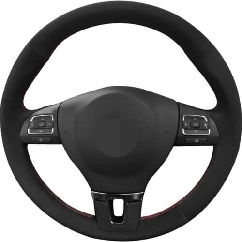 Car Steering Wheel Cover Soft Black Genuine Leather Suede For Volkswagen VW Tiguan Golf Plus Passat CC Touran Passat Alltrack