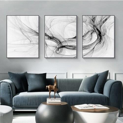 Black and White Poster Modern Home Decoration Abstract Canvas Painting Prints for Living Room Bedroom Frameless Wall Art
