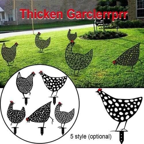 Hen Yard Decor Lawn Stakes Gardening Ornaments Acrylic Black Black Chicken Art Gardening Gift Yard Decor Art Creative New