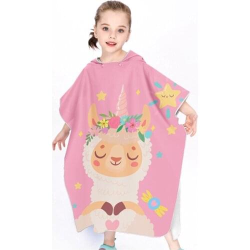 Child Cartoon Baby Hooded Cloak Beach Towel Boys Girls Kids Swim Bath Towel Microfiber Double-faced Fleece Bathing Wrap Bathrobe