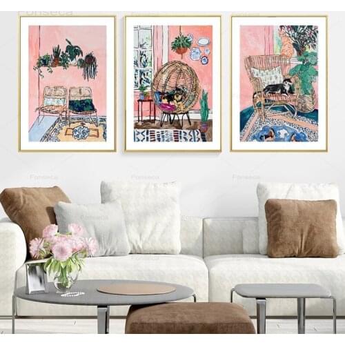 European Nostalgic Oil Canvas Painting Retro Nordic Posters and Prints Home Decoration Wall Art Pictures for Living Room