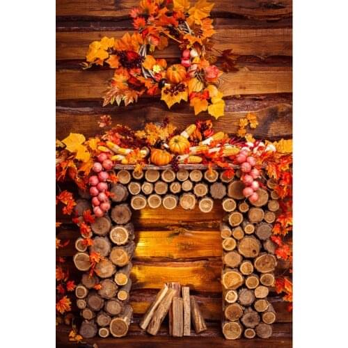 Photo Backdrop Autumn Wood Pile Wooden Fireplace Harvest Fruit Child Kids Portrait Photozone Photography Background Photo Studio