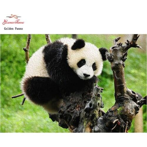 Golden Panno,DIY DMC 11CT 14CT completely Cross stitch animal panda,Christmas gift,embroidery needlework wall decoration 09