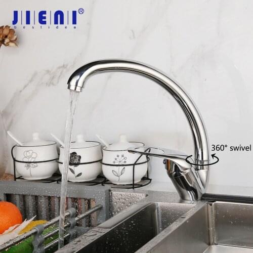 JIENI Chrome Kitchen Faucet 360 Swivel Degree Rotation Chrome Polish Faucet Stainless Steel Kitchen Basin Sink Mixer Tap