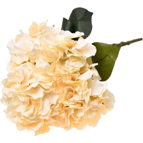 Artificial Hydrangea Flower 5 Big Heads Bouquet (Diameter 7" each head) Champagne color