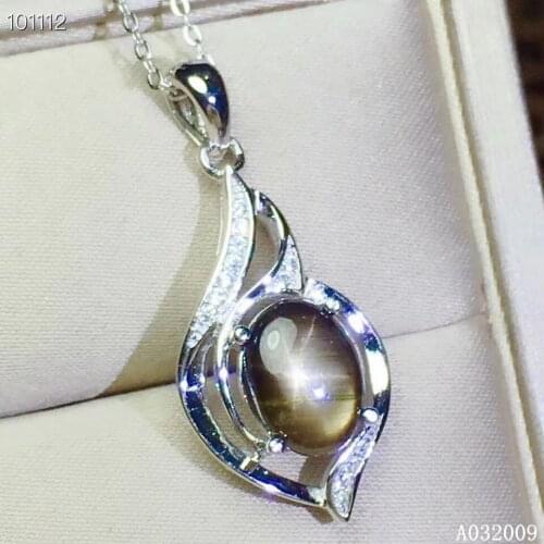 KJJEAXCMY fine jewelry 925 Sterling Silver inlaid natural black star sapphire luxury girl new Pendant Necklace support test