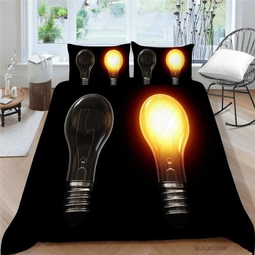 High End Bed Set Queen Size Creative Two Bulbs Duvet Cover Twin Full Double Single King Comfortable Bed Set Black