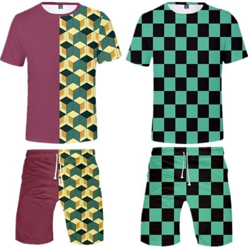Demon Slayer Kimetsu no Yaiba Kamado Shirt Shorts Suits Cosplay Men Kamado Tanjirou Nezuko Short 3D T Shirt Shorts Girl Boy Kids