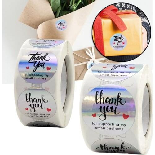 Colorful Thank You Stickers Roll 500-Count Stickers Round for Wedding Birthday Party Holiday Celebration WXV Sale