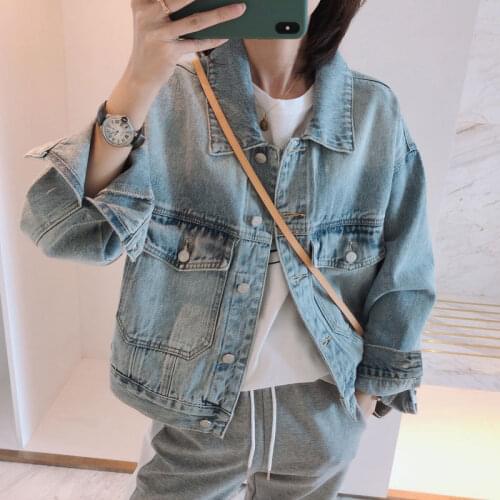 Denim Jacket Womens Loose Style 2021 Spring And Autumn New Harajuku Retro Salt Fried Street Jacket