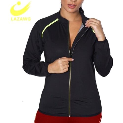 LAZAWG Slimming Sauna Sweat Shirt Women Body Shapers Weight Loss Workout Fitness Vest Suits Hot Zipper Waist Trainer Corset Tops
