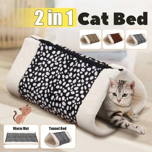 Soft Suede Warm Windproof Pet Cat Puppy Tunnel Bed Mat Folding Cat Kennel House Cage Winter Pet Warmer Pet Supplies