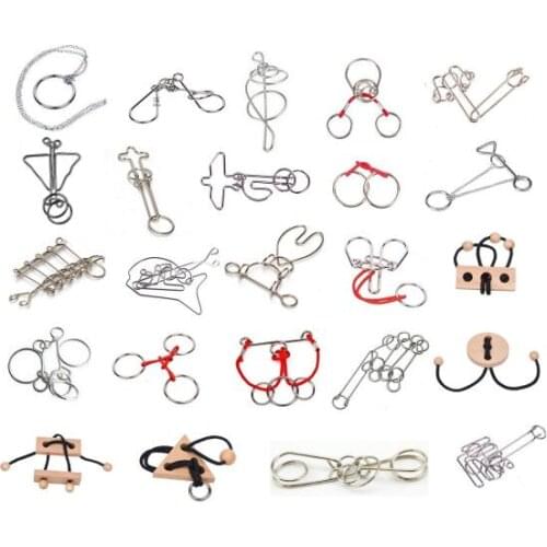 Set of 24PCS IQ Metal Wire Puzzle Brain Teaser Puzzles Game for Adults Children