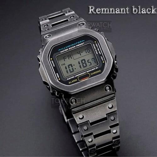 New Design DW5600 Watch Band Remnant classic Black Grid for GW-M5610 5035 Stainless Steel Laser-Etched Watchband Metal Bezel Set