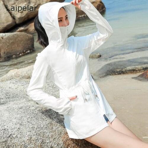 2020 Womens Fashion Sun Protection Clothing Summer Hooded Long-Sleeved Outdoor Riding Loose Coat Hooded Lightweight Coat
