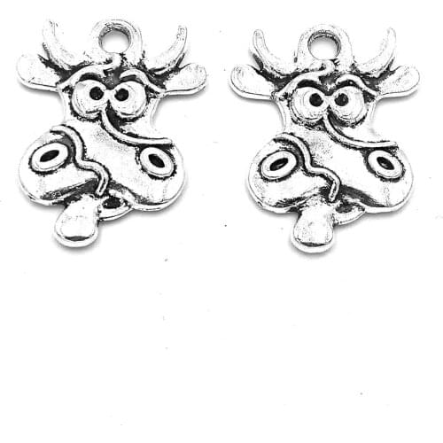 20pcs Cow charms pendant 23x17mm antique silver ornament accessories jewelry making DIY base material