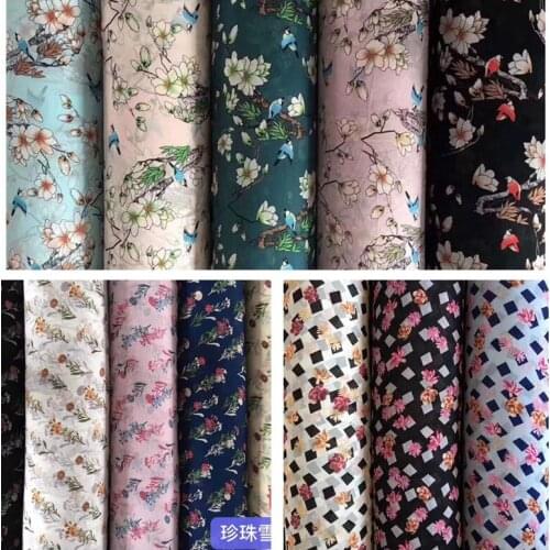 Chiffon Cloth Thin Material through Vintage Printed Floral Fashion Dress Shirt Handmade DIY Fabric 2020 New/1 M