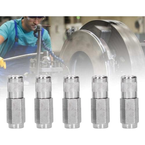 5Pcs 1/8in Alloy Grease Gun Coupler Tightly Bit Durable Wear-Resistant Grease Gun Flat Nozzle For Equipment Maintenance