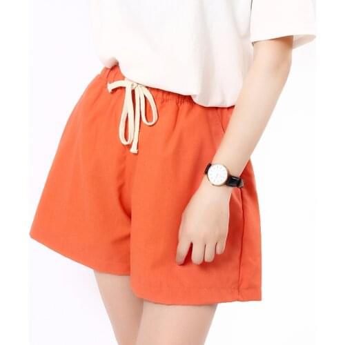 Danjeaner S-2XL Shorts Feminino Women Casual Fashion Candy Color Wide Leg Shorts Plus Size Loose Leisure Drawstring Shorts