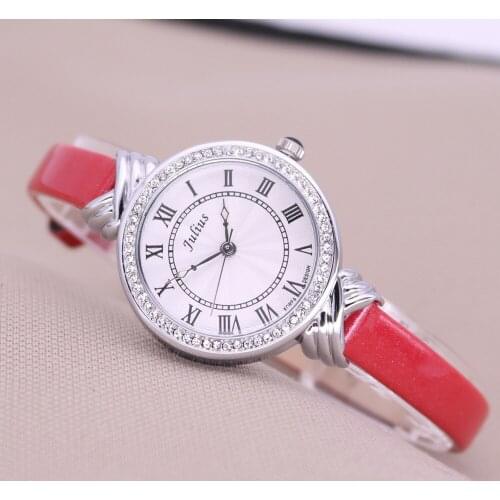 Lady Womens Watch Japan Quartz Hours Fine Fashion Real Leather Bracelet Rhinestone Multicolored Retro Girls Gift Julius