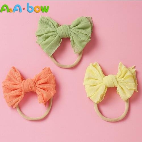 1pcs Elastic Nylon Big Bow Baby Headband Soft Solid Color Bowknot Headwear for Infant Traceless Head Wrap Baby Hair Accessories