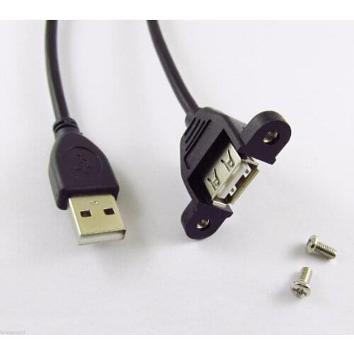 10pcs USB 2.0 A Male To USB A Female Panel Mount Adapter Extend Cable Screw Lock 0.5m