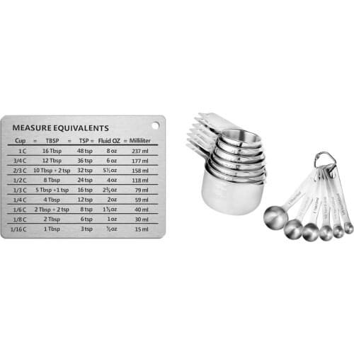 14Pcs Stainless Steel Measuring Cups and Spoons Combo Set Stackable for Dry and Liquid Ingredients