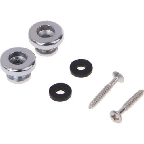 2 Chrome Strap Button Locks Washer Screws Replacement Part For Guitar