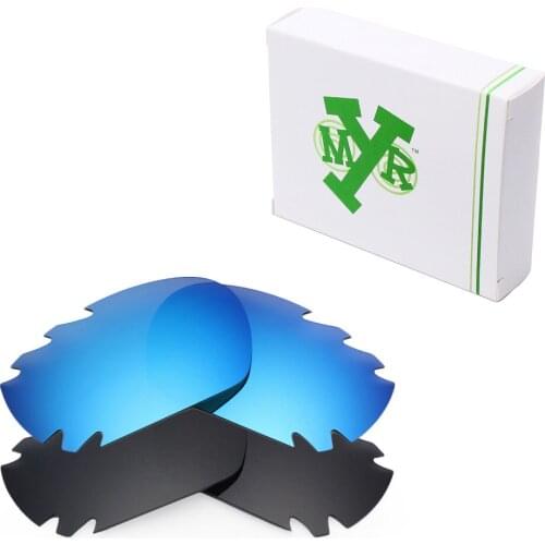2 Pairs Mryok POLARIZED Replacement Lenses for Oakley Jawbone Vented Sunglasses Stealth Black & Ice Blue