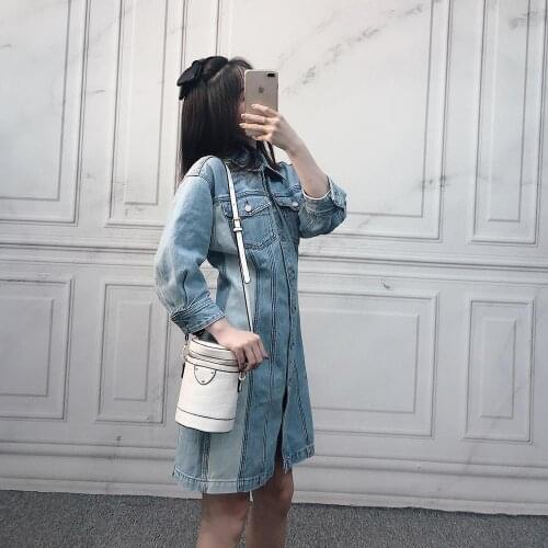 2021 Autumn Chic womens High quality Denim Hot fashion long sleeves dress C030