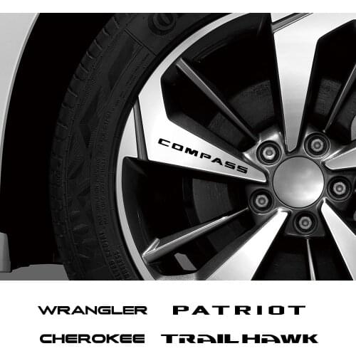 4PCS Car Wheel Rim Stickers For Jeep Renegade Patriot Wrangler Cherokee Compass TrailHawk Rubicon Auto Accessories Vinyl Decal