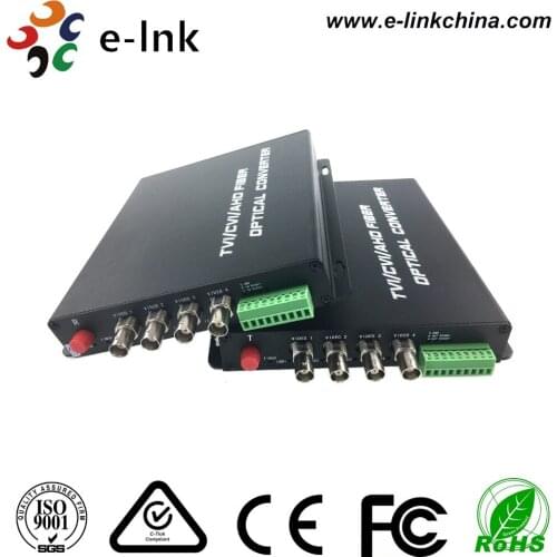 4Ch 1080P AHD CVI TVI Fiber Transceiver SM 20km with Rs485 Data