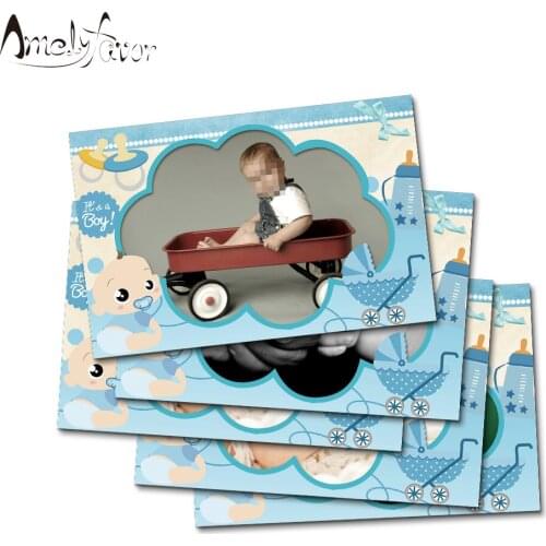 Boy Baby Shower Party Wall Decorations Paper Photo Frame Boys Baby Event Birthday House Moving Party Decorations Supplies 5PCS
