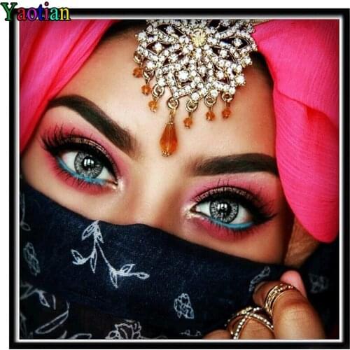 5D Diy Full Diamond Painting Muslim Masked Beauty Embroidery Mosaic Diamond Cross Stitch Home Decor Wall Art Handmade Gift