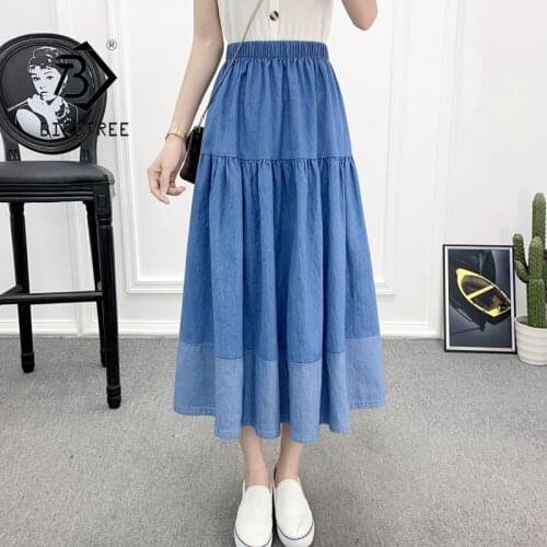 BIRDTREE TB Denim Skirts For Women