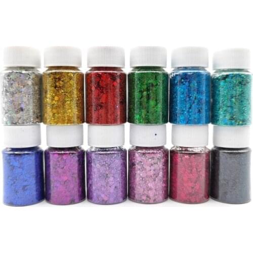 12 Colors Holographic Glitter Powder Sequins Crafts Paints Resin Cosmetic Eyes Glitter Dust Festival Decoration Drop Shipping