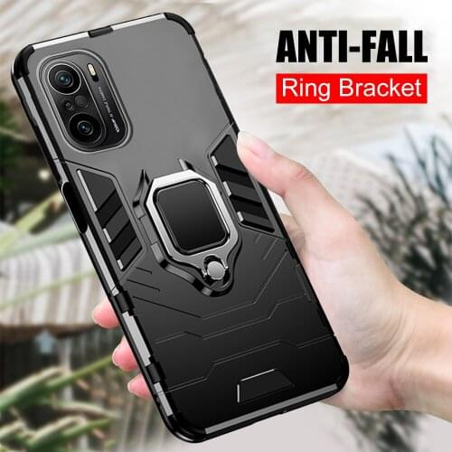 Phone Case For Xiaomi Poco F3 Finger Ring magnetic mobile phone protective fundas for poco f3 6.67 inch Full Edge Back Cover